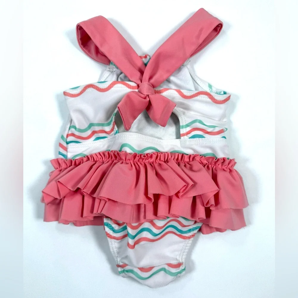 DISNEY BABY Girls Finding Nemo Swimsuit 3-6M Ruffle One Piece Baby Swim Tropical